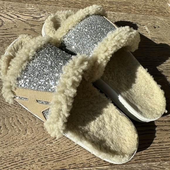 Golden Goose PoolStar Glitter Shearling Slides - 41 - Fits Size 9 - Picture 2 of 8